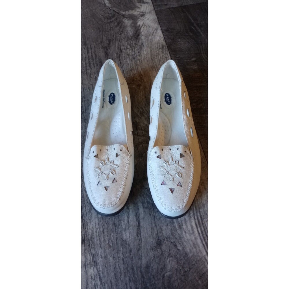 Dr. Scholls Women's 8.5M Double Air Pillo Insoles White Leather Loafers, NWOT